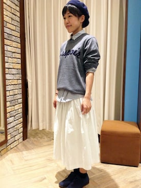 「ロゴニット」｜「アイテム（ハンチング/ベレー帽）」を使った、ikka HEAD OFFICE Women'sさん（レディース・158cm）の秋コーディネート