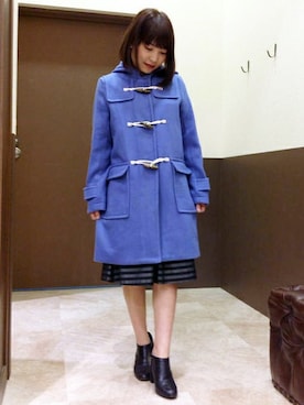 「ボーダースカート」｜「アイテム（ダッフルコート）」を使った、ikka HEAD OFFICE Women'sさん（レディース・158cm）の秋コーディネート