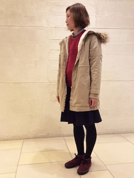 「シャツイン」｜「アイテム（モッズコート）」を使った、ikka HEAD OFFICE Women'sさん（レディース・158cm）の秋コーディネート