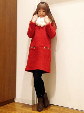 「ラビットファー」｜「アイテム（ワンピース/ドレス）」を使った、ikka HEAD OFFICE Women'sさん（レディース・158cm）の秋コーディネート