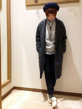 「ボンディング」｜「アイテム（チェスターコート）」を使った、ikka HEAD OFFICE Women'sさん（レディース・158cm）の冬コーディネート