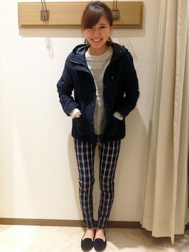 「アイテム（マウンテンパーカー、ブルー系）」を使った、ikka HEAD OFFICE Women'sさん（レディース・158cm）の冬コーディネート