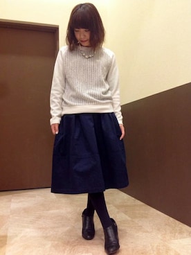 「パールアクセ」｜「アイテム（ブーティ）」を使った、ikka HEAD OFFICE Women'sさん（レディース・158cm）の冬コーディネート