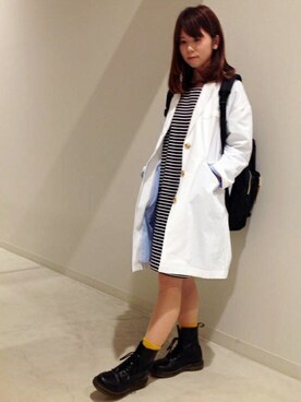 「マリン」｜「アイテム（チェスターコート）」を使った、ikka HEAD OFFICE Women'sさん（レディース・158cm）の春コーディネート