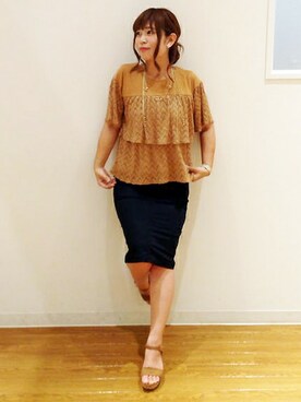 ikka STORE Women's STAFFさんの「ベルト付きタイトスカート」を使ったコーディネート