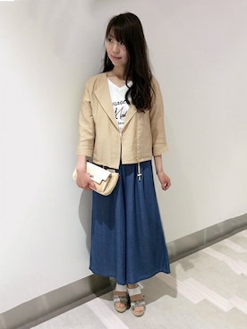 「スカーチョ」｜「アイテム（ライダースジャケット）」を使った、ikka HEAD OFFICE Women'sさん（レディース・158cm）の春コーディネート