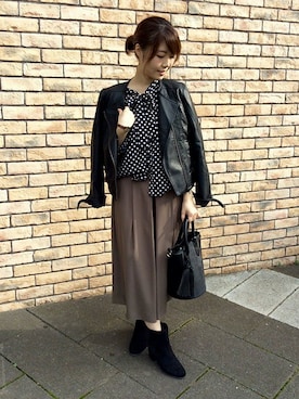 「スカーチョ」｜「アイテム（ブルゾン）」を使った、ikka HEAD OFFICE Women'sさん（レディース・158cm）の秋コーディネート