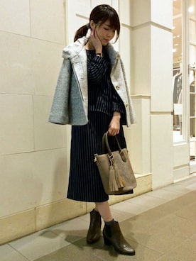 「Sens de vie（サンスドゥウ゛ィ）のアイテム（その他アウター）」を使った、ikka HEAD OFFICE Women'sさん（レディース・158cm）の秋コーディネート