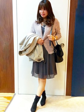 「Sens de vie（サンスドゥウ゛ィ）のアイテム（ジャケット/アウター）」を使った、ikka HEAD OFFICE Women'sさん（レディース・158cm）の冬コーディネート