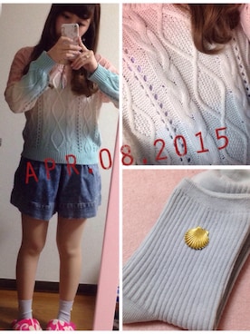 「グラデーションニット」｜「アイテム（ソックス/靴下）」を使った、loveさん（レディース・154cm）の春コーディネート