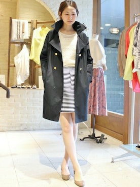 「Spick & Span（スピックアンドスパン）のアイテム（ステンカラーコート）」を使った、hoshiさん（レディース・165cm）の春コーディネート