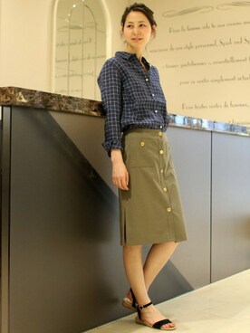 「チャックシャツ」｜hoshiさん（レディース・166cm）の春コーディネート