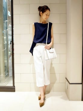 「アイテム（パンプス、イエロー系）」を使った、hoshiさん（レディース・166cm）の夏コーディネート