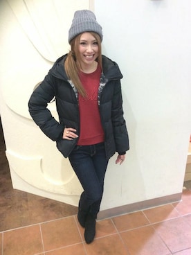 「VENCEEXCHANGE（ヴァンスエクスチェンジ）のアイテム（ダウンジャケット/コート）」を使った、uriさん（レディース・158cm）の冬コーディネート