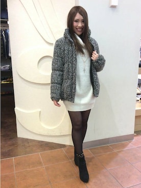 「VENCEEXCHANGE（ヴァンスエクスチェンジ）のアイテム（ダウンジャケット/コート）」を使った、uriさん（レディース・158cm）の冬コーディネート
