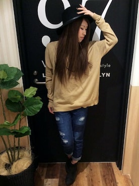 「ボーイフレンドデニム」｜uriさん（レディース・158cm）の冬コーディネート