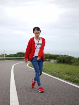 「Honeys（ハニーズ）のアイテム（スタジャン）」を使った、程序儿さん（レディース・160cm）の春コーディネート