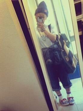 「sneakers」｜「アイテム（つなぎ/オールインワン）」を使った、FUGS♡なつみさん（レディース・154cm）の春コーディネート