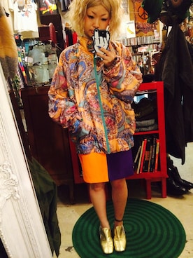 「90s」｜「アイテム（ナイロンジャケット）」を使った、FUGS♡なつみさん（レディース・154cm）の秋コーディネート