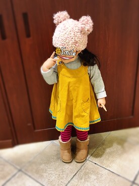 「娘」｜「アイテム（オールインワン・サロペット）」を使った、meileeさん（キッズ・90cm）の冬コーディネート