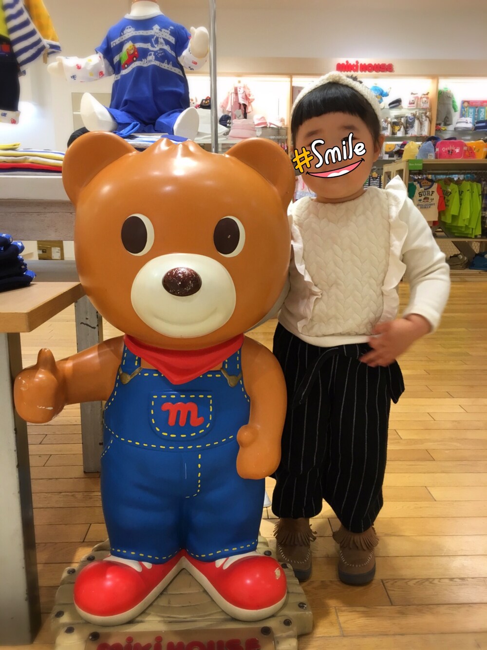 「娘、2歳5ヶ月、普段着、おとなコーデ、petit main、birthday、ヘアバンド、ガウチョパンツ、フリンジブーツ」｜「Handmadeのアイテム（ヘアバンド、ホワイト系）」を使った、meileeさん（キッズ・90cm）の春コーディネートの1枚目の写真