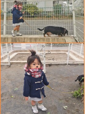 「くつした」｜「アイテム（ジャケット/アウター）」を使った、R I R I♡SＵZUさん（キッズ・90cm）の秋コーディネート