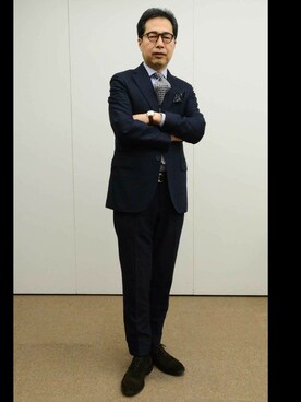 「柄×柄」｜「アイテム（セットアップ）」を使った、ONLY Think SUIT.さん（メンズ・175cm）の秋コーディネート