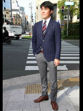 「紺ジャケット」｜「アイテム（セットアップ）」を使った、ONLY Think SUIT.さん（メンズ・178cm）の秋コーディネート