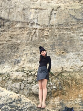 「travel」｜「アイテム（ニットキャップ/ビーニー）」を使った、Yu Ling さん（レディース・160cm）の春コーディネート