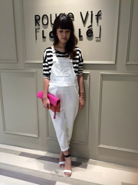 「Rouge vif（ルージュヴィフ）のアイテム（オールインワン・サロペット）」を使った、NORIさん（レディース・162cm）の夏コーディネート