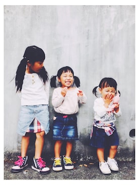 「BREEZE（ブリーズ）のアイテム（Tシャツ/カットソー、ホワイト系）」を使った、pooooocoさん（キッズ）の秋コーディネート