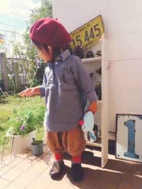 「Handmade（ハンドメイド）のアイテム（おもちゃ）」を使った、pooooocoさん（キッズ・80cm）の秋コーディネート