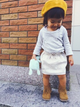 「Handmade（ハンドメイド）のアイテム（おもちゃ）」を使った、pooooocoさん（キッズ・80cm）の秋コーディネート