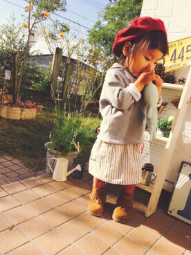 「Handmade（ハンドメイド）のアイテム（おもちゃ）」を使った、pooooocoさん（キッズ・80cm）の秋コーディネート