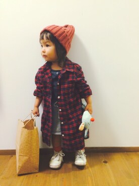 「Handmade（ハンドメイド）のアイテム（おもちゃ）」を使った、pooooocoさん（キッズ・80cm）の秋コーディネート