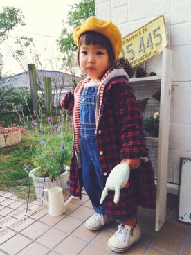 「Handmade（ハンドメイド）のアイテム（おもちゃ）」を使った、pooooocoさん（キッズ・80cm）の秋コーディネート