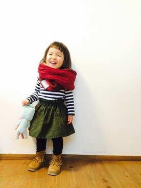 「Handmade（ハンドメイド）のアイテム（おもちゃ）」を使った、pooooocoさん（キッズ・80cm）の冬コーディネート