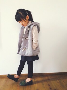 「5歳」｜「アイテム（ダウンベスト）」を使った、pooooocoさん（キッズ・110cm）の冬コーディネート