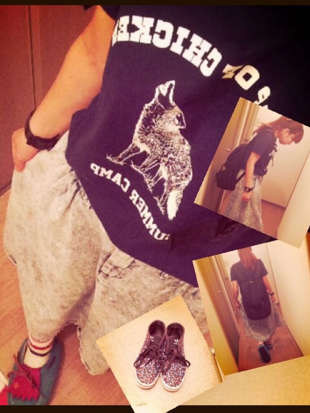 「ケミカルウォッシュ、バンドT、BUMP OF CHICKEN、ポニーテール」｜「BUMP OF CHICKENのアイテム（Tシャツ/カットソー、ブルー系）」を使った、はちこさん（レディース・153cm）の秋コーディネートの1枚目の写真