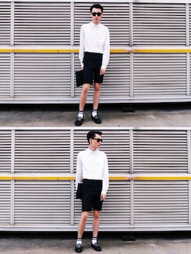 「sandro（サンドロ）のアイテム（トップス）」を使った、charles lamさん（メンズ・178cm）の秋コーディネート