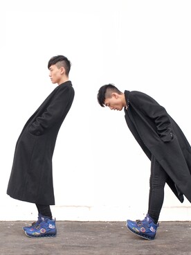 「blue」｜「アイテム（カバーオール）」を使った、charles lamさん（メンズ・178cm）の冬コーディネート