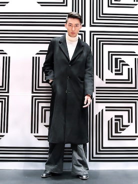 「アイテム（カバーオール）」を使った、charles lamさん（メンズ・178cm）の冬コーディネート