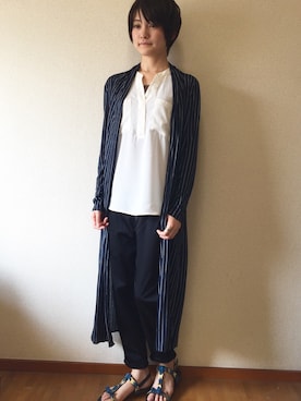 「マニッシュスタイル」｜「アイテム（その他アウター）」を使った、萩子さん（レディース・157cm）の夏コーディネート