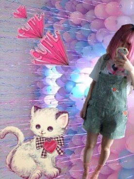 「Kawaii」｜「アイテム（オールインワン・サロペット）」を使った、なるくまさん（レディース・158cm）の夏コーディネート