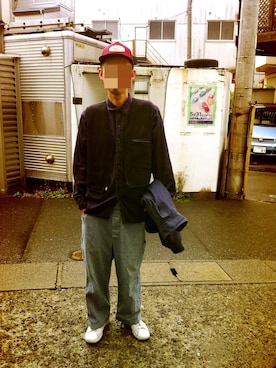 「POINTER（ポインター ）のアイテム（キャップ）」を使った、せいsanさん（メンズ・177cm）の春コーディネート