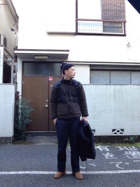 「バレンタインデートスタイル」｜「アイテム（ミリタリージャケット）」を使った、せいsanさん（メンズ・177cm）の冬コーディネート