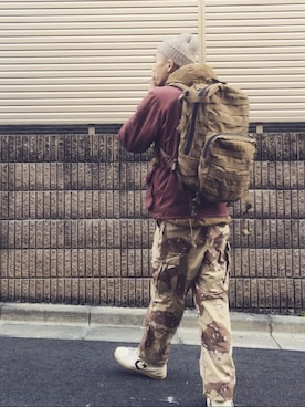 「軍物」｜「アイテム（その他アウター）」を使った、せいsanさん（メンズ・177cm）の冬コーディネート