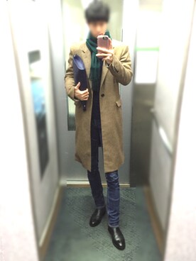 チェスターコートを使った スキニーデニム のメンズ人気ファッションコーディネート Wear