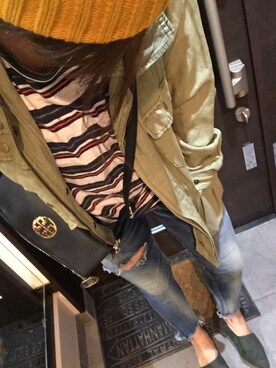 「Ungrid（アングリッド）のフレイドヘムストスリ（デニムパンツ）」を使った、can5さん（レディース・157cm）の春コーディネート