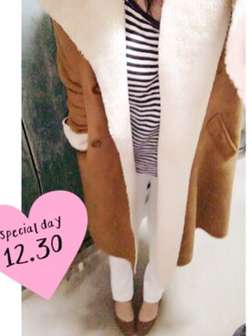 「pumps」｜「アイテム（ムートンコート）」を使った、ロイドさん（レディース・153cm）の冬コーディネート